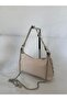 Cream Beige Patent Leather Chain Strap Women's Shoulder Bag – Studded Y2K Baguette Model - 4