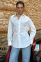 White Belt Detailed Oversize Women's Shirt Sh366 - 4