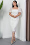 Square Neck Balloon Sleeve Beaded Lace Dress Bal168 - 6