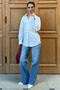 White Belt Detailed Oversize Women's Shirt Sh366 - 2