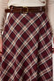 Belted Checkered Midi Woven Skirt Ldp0094 Bordo Cream - 5