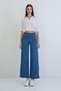 Blue High Waist Elastic Waist Wide Leg Jean Trousers Alc-X15386 - 3
