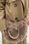 Women's Beige Luxury Plush Shoulder Bag with Gold Chain Detail - 3
