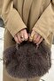Women's Brown Luxury Plush Shoulder Bag with Gold Chain Detail - 6