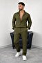 Men's Striped Crepe Suit with Elastic Waist Shirt and Pants