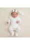 Baby White Lace Romper with Booties – Double-Breasted Collar, Long Sleeve, Mevlüt and Hospital Discharge Bodysuit - 4