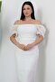 Square Neck Balloon Sleeve Beaded Lace Dress Bal168 - 2