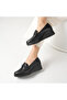 Pena Black Snake Print Real Leather Women's Casual Shoes - 3