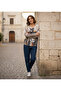 Cat Patterned V-Neck Slim Knitwear Blouse (Fits Sizes 34-44.) - 2