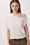 Cut Out Detailed Viscose Blouse Lrn0004 Ecru
