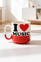 كوب احترافي مطبوع من السيراميك بتصميم I Love Music سعة 330 مل