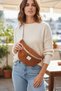 Velvet Waist Bag with Leopard Lining Detail - 2