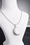 Steel Shiny Zircon Stone Crescent Moon Necklace – Silver Color Chain - 2