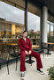 Women's College Jacket Ribbed Knit Trousers Two-Piece Set - 4