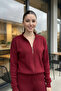 Women's College Jacket Ribbed Knit Trousers Two-Piece Set - 5