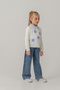 Girl's Floral Embroidered White Sweater and Jean Pants 4-7 Years Old Holiday Outfit Combination - 4