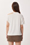Cut Out Detailed Viscose Blouse Lrn0004 Ecru - 5