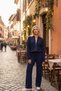 Women's College Jacket Ribbed Knit Trousers Two-Piece Set - 3