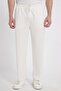 Men's Ecru Baggy Fit Comfortable Cut Modal Fabric Soft Texture Waist Tie with Side Pockets Sweatpants