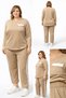 Plus Size Sweat Suit Full Lycra Ribbed Trendy Seasonal Elastic Waist Long Sleeves V-Neck Comfortable Suit