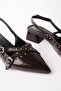 Joly Pointed Toe Open Back Women's Low Heel Shoes with Metal Accessories - 5