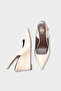 Women's Pointed Toe Open Back Wedge Heels Viviens Beige Crocodile - 3