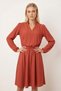 Women's Tile V-Neck Elastic Waist Flared Dress Arm-26K001094 - 2