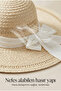 Women's Straw Beach Hat with Wide Brim and Ribbon, Adjustable Summer Sun Hat, Hijab Compatible - 7