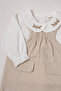 Woven Dress 2-Piece Set (Stylish) Beige - 3