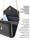 Black Shk286 Faux Leather 4-Compartment Bag with Chain, Phone Holder and Shoulder Strap - 6