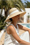 Women's Straw Beach Hat with Wide Brim and Ribbon, Adjustable Summer Sun Hat, Hijab Compatible - 8