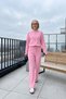 Women's College Jacket Ribbed Knit Trousers Two-Piece Set - 2