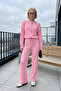 Women's College Jacket Ribbed Knit Trousers Two-Piece Set