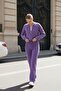 Women's College Jacket Ribbed Knit Trousers Two-Piece Set - 3