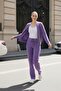 Women's College Jacket Ribbed Knit Trousers Two-Piece Set - 5