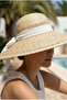 Women's Straw Beach Hat with Wide Brim and Ribbon, Adjustable Summer Sun Hat, Hijab Compatible - 4