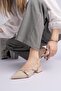 Joly Pointed Toe Open Back Women's Low Heel Shoes with Metal Accessories