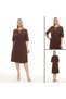 Round Neck Buckle and Pocket Detailed Straight Cut Midi Dress Ets7290 - 6