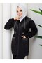 طقم بدلة رياضية نسائية من قطعتين مصنوع من القطن n-05496 _ أسود - 2