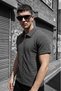 Qui Zipper Detailed Short Sleeve Textured Knitted Shirt Jacket (Polo Collar) - 3