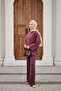 Women's Front Grass Detail Crew Neck Set, Plum - 7