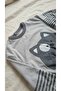 Two-Piece Baby Set with Cat Figure, Striped Sleeves and Ribbed Pants - 2