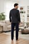 Men's Smoked Long Sleeve Button Detailed 100% Cotton Design Large Size (Oversized) Pajama Set - 5