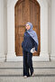 Women's Front Grass Detail Crew Neck Set Indigo Blue - 3