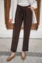 Women's Rope Belted Wide Leg Pique Trousers Brown - 4