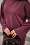 Women's Front Grass Detail Crew Neck Set, Plum - 9