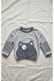 Two-Piece Baby Set with Cat Figure, Striped Sleeves and Ribbed Pants - 3