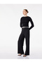 Crepe Scuba Fabric Belt Detailed Wide Leg Palazzo Trousers - 2