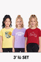 3-Pack Round Neck Print Detailed Short Sleeve Girls' T-Shirt
