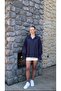 Women's Navy Blue Ruffled Sleeve Detailed Linen Shirt - 3